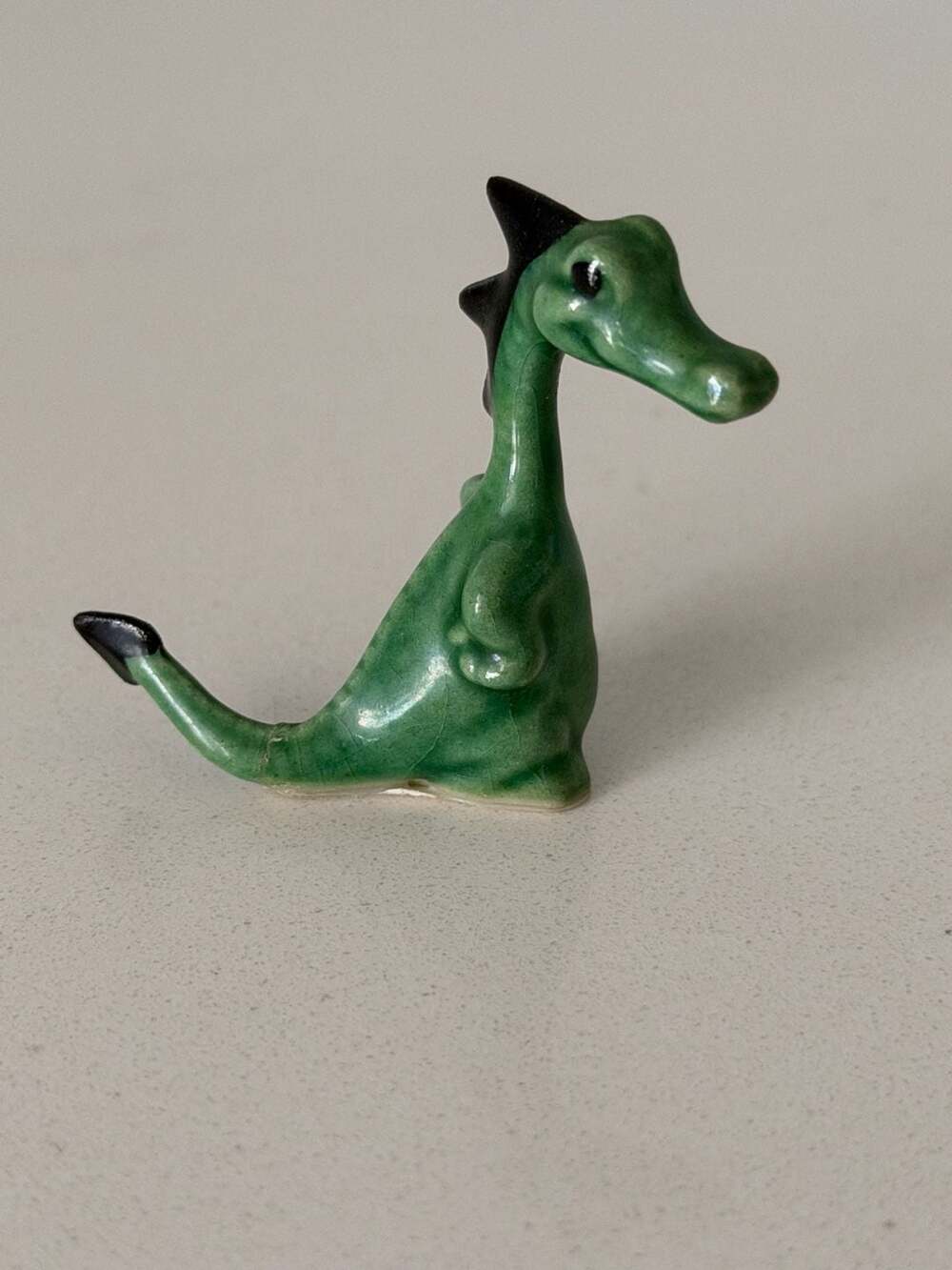 Vintage Hagen-Renaker Miniature Green Ceramic Dragon mama Figurine